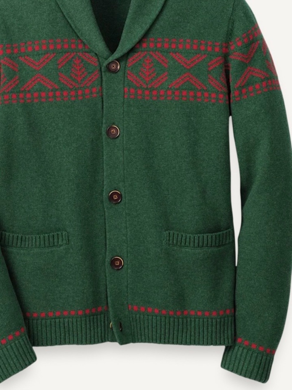 Paul Fredrick 3X Cotton Fair Isle Shawl Collar Button Front Cardigan Sweater